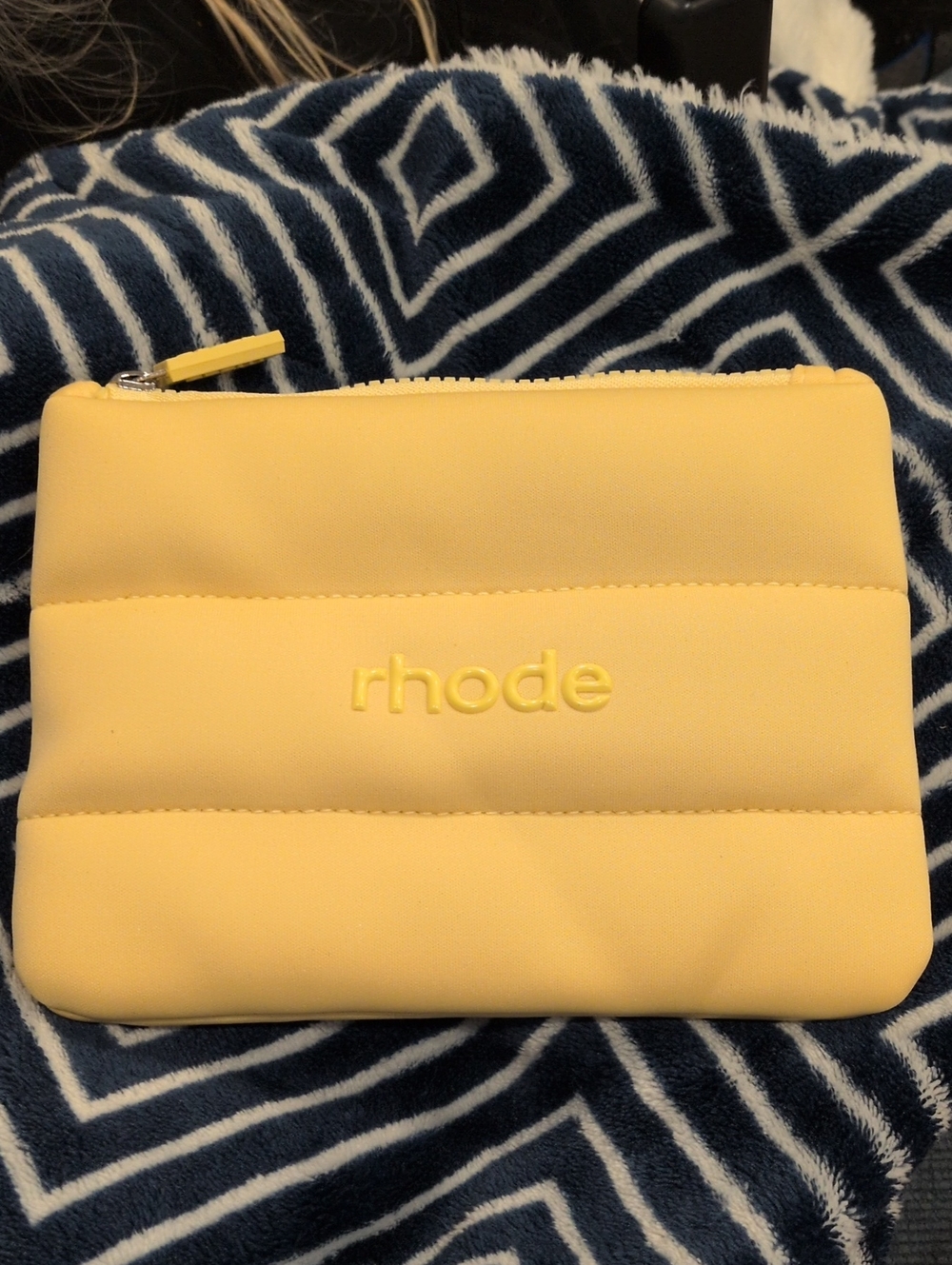 RHODE Yellow Quilted Cosmetic Pouch